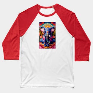 Mandala Elephant Lotus Flowers Baseball T-Shirt